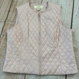 Womens Vintage Peck & Peck Lamb Leather Vest Quilted Lined Pink Medium